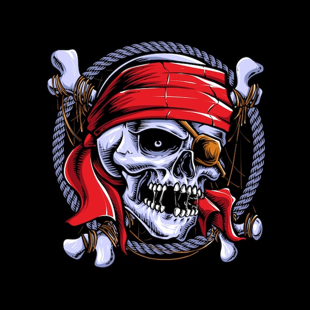 Skeleton skull pirate vector illustration