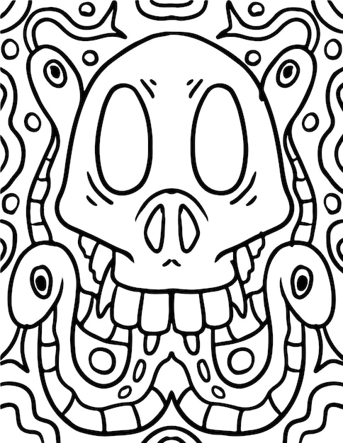 Skeleton snake coloring page