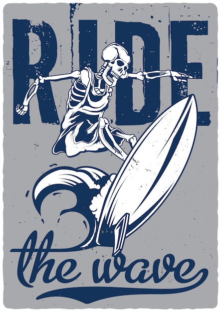 Vector skeleton on surfing board