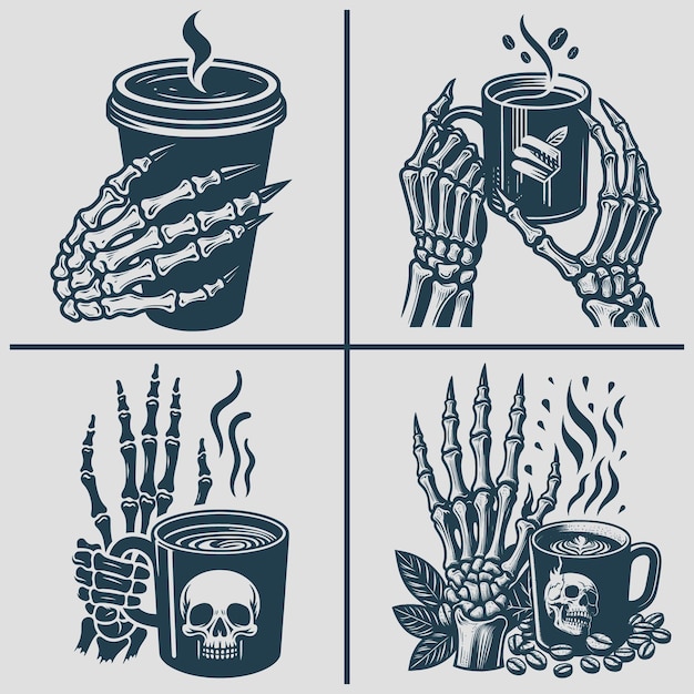 Vector skeleton svg skeleton drinking coffee svg