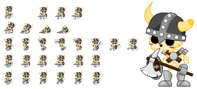 Vector skeleton warrior game sprite