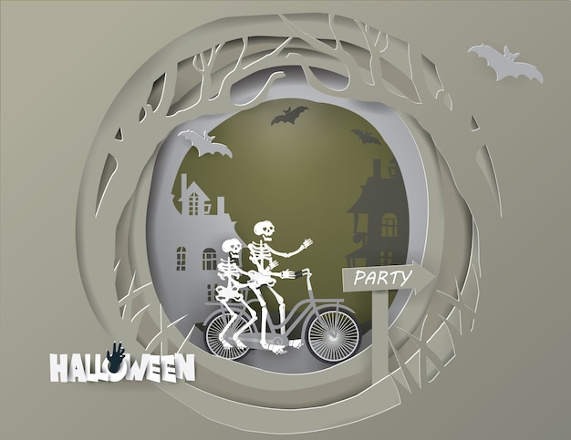 Skeletons Couple riding bicycle  