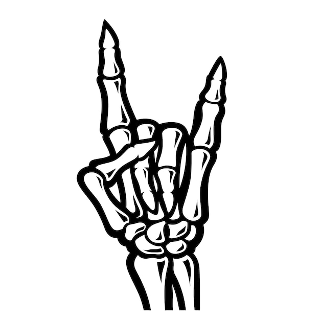 Vector skeletons hand showing a goat gesture