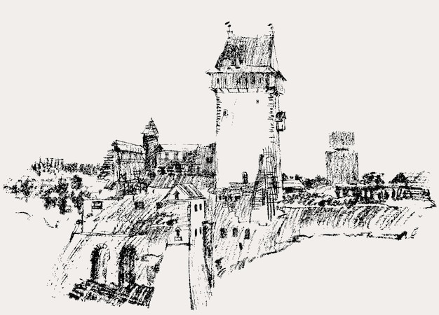 북유럽의 고대 요새 스케치