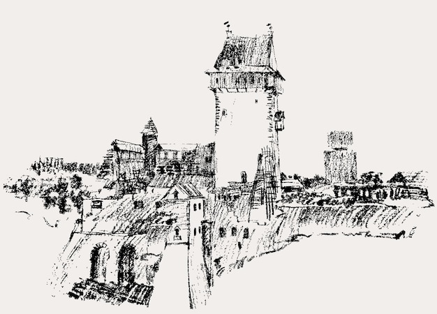 Sketch of an ancient fortress in northern europe