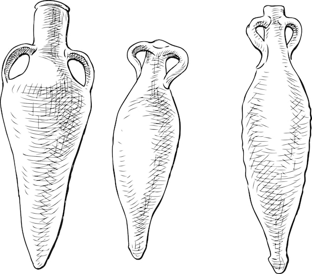 Vector sketch of the ancient greek amphoras