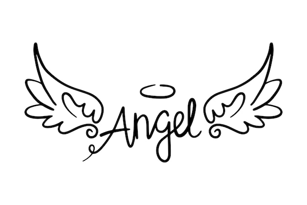 Sketch angel wings Angel feather wing Vector illustration