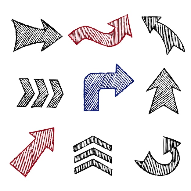 Vector sketch arrow set.