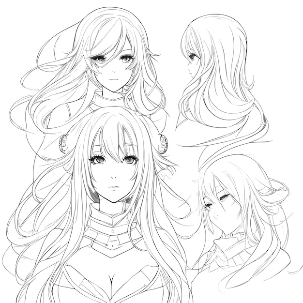 Anime Hair Drawing Reference and Sketches for Artists