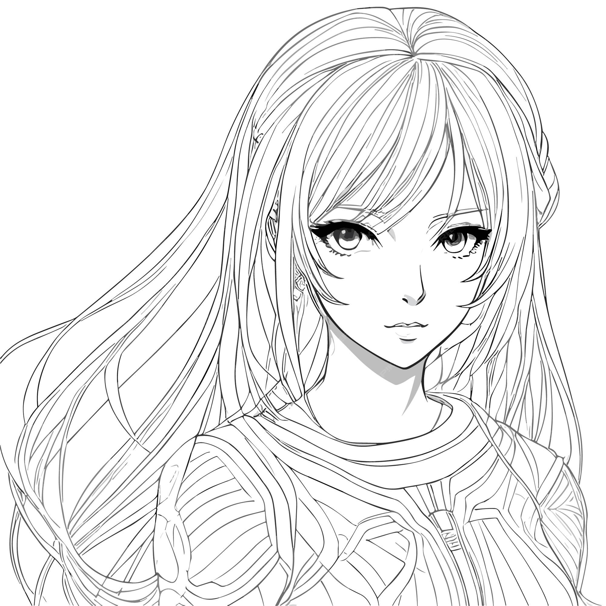 Premium Vector  A sketch art simple hand drawing of a girl with long hair  illustration