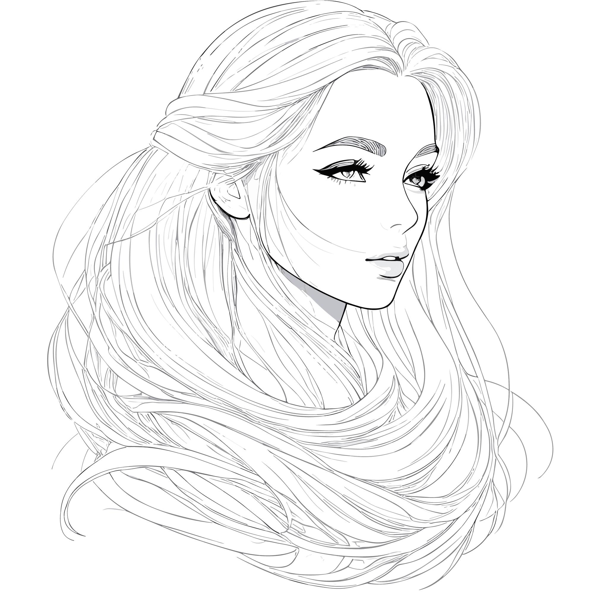 Premium Vector  A sketch art simple hand drawing of a girl with long hair  illustration