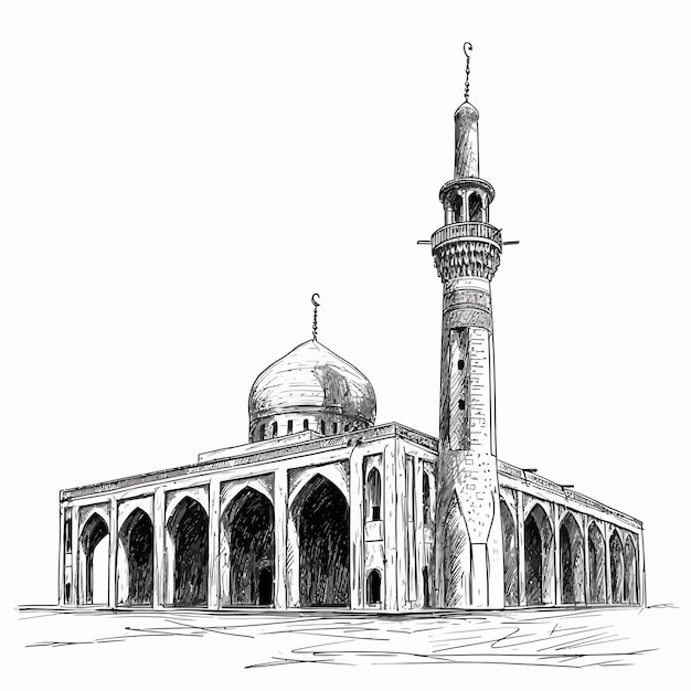 Vettore sketch_balck_and_white_taj_mahal_vector