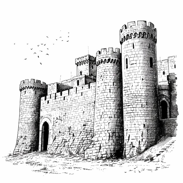 Sketch_balck_and_white_the_alhambra_vector