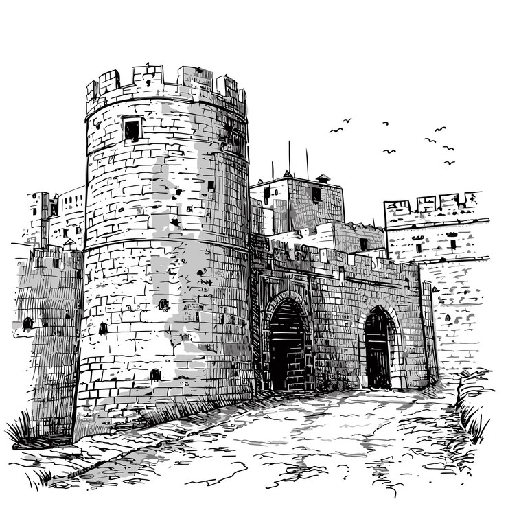 Vector sketch_balck_and_white_the_alhambra_vector