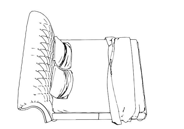 Sketch of a bed with pillows vectorx9