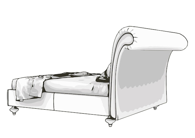 Sketch of a bed with pillows vectorx9