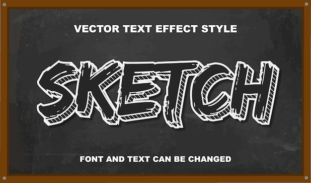 Sketch blackboard hand draw chalk style typography editable text effect font template background