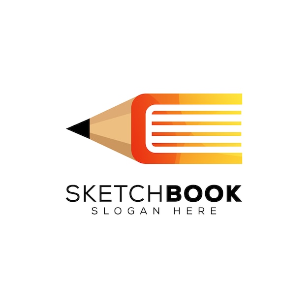 Vector sketch book logo, pencil with book logo design