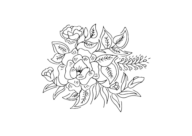 Vector a sketch of a bouquet of flowers.