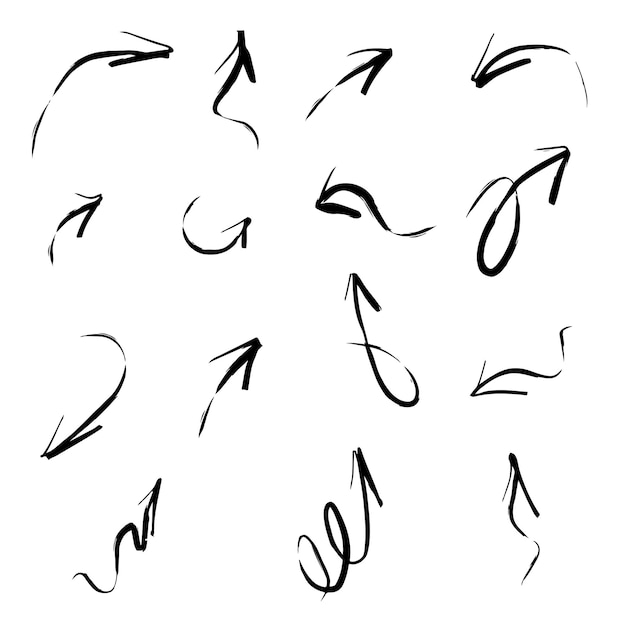 Le frecce del pennello dello schizzo sottolineano le linee di enfasi delle onde impostate sottolineatura del segno di spunta della freccia disegnata a mano