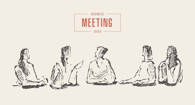 sketch of businesswoman having a meeting, brainstorming