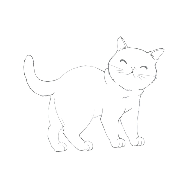 Sketch of a cat isolated on a white background. Cute vector cat sketch for printing