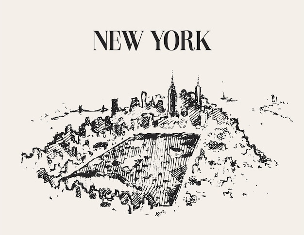 Vector sketch of a central park in new york