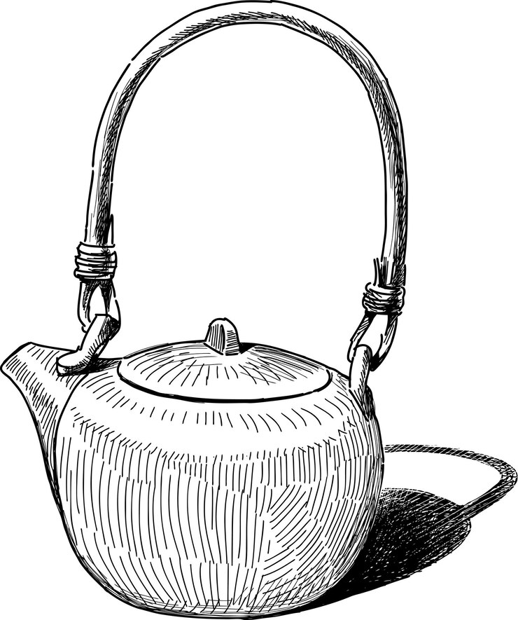 Vector sketch of a ceramic cinese teapot