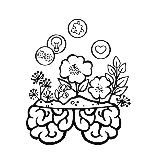 sketch characters Blooming mind vector illustration