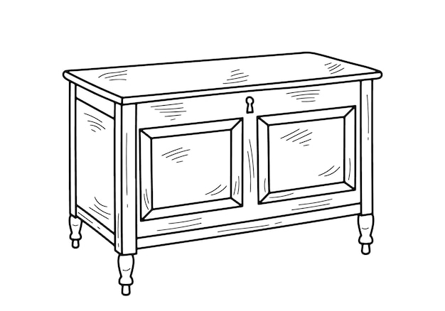 Vector sketch of a chest of drawers piece of furniture for storage furniture for bedroom study living room