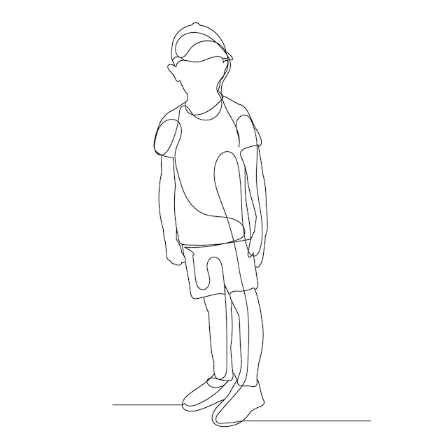 Sketch child line drawing, isolated