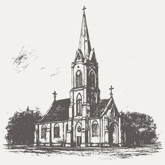 Vector sketch of church sketch of church hand drawn