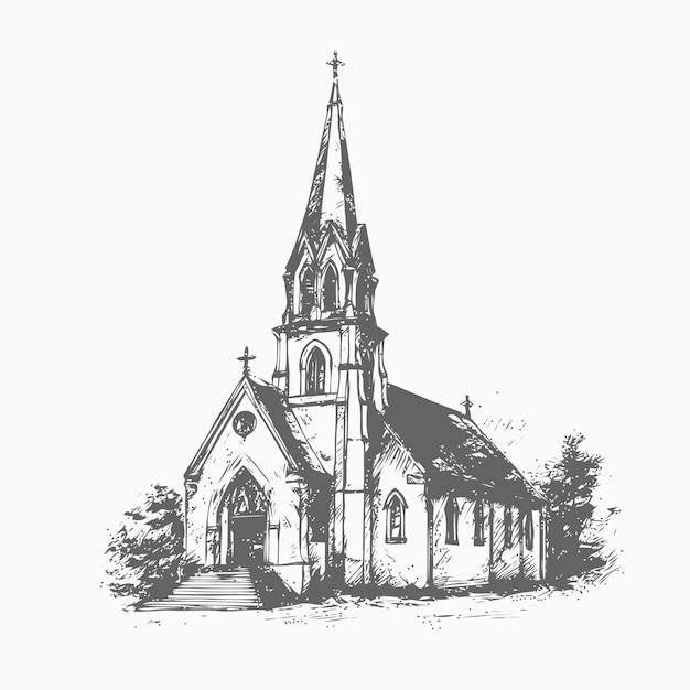 Vector sketch of church sketch of church hand drawn