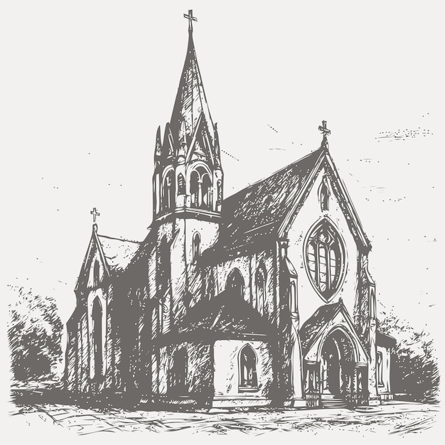 Vector sketch of church sketch of church hand drawn