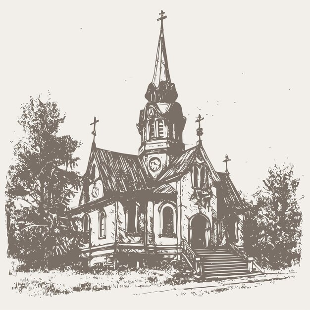 Vector sketch of church sketch of church hand drawn