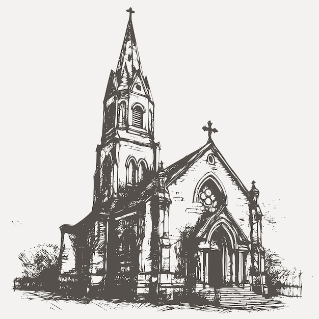 Sketch of church sketch of church hand drawn