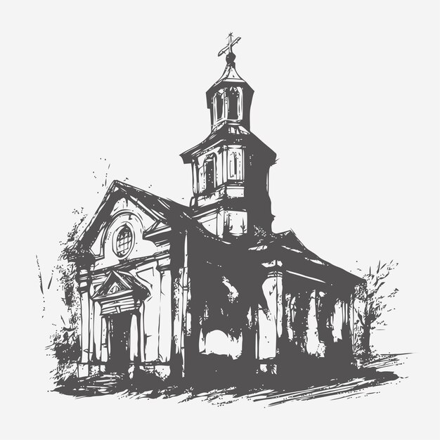 Vector sketch of church sketch of church hand drawn