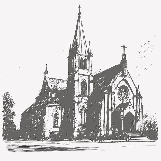 Vector sketch of church sketch of church hand drawn