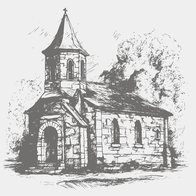 Vector sketch of church sketch of church hand drawn