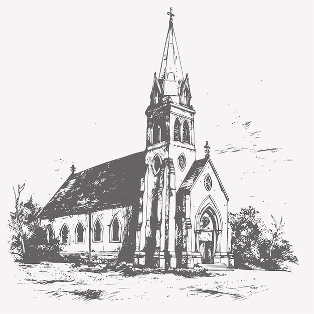 Vector sketch of church sketch of church hand drawn