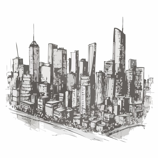 Vector sketch city hand drawn sketch engrave style white background isolated