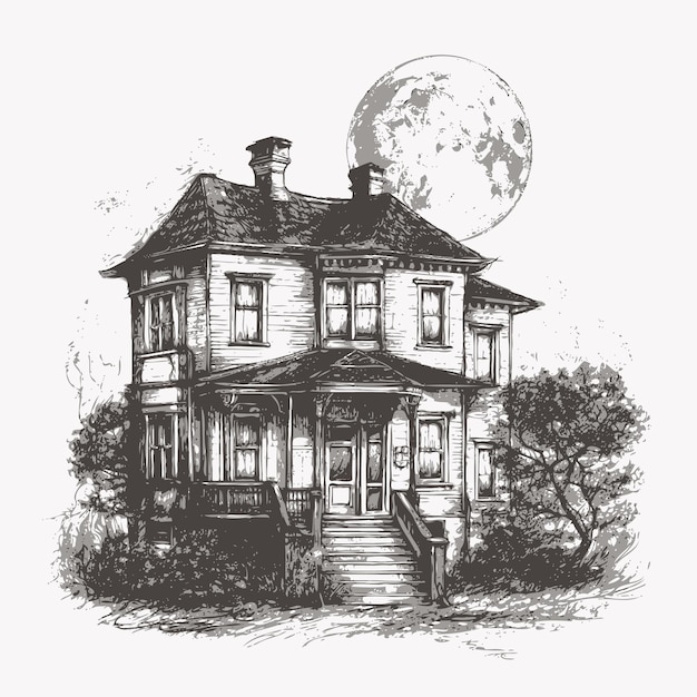 Vector sketch of classic house hand drawn sketch