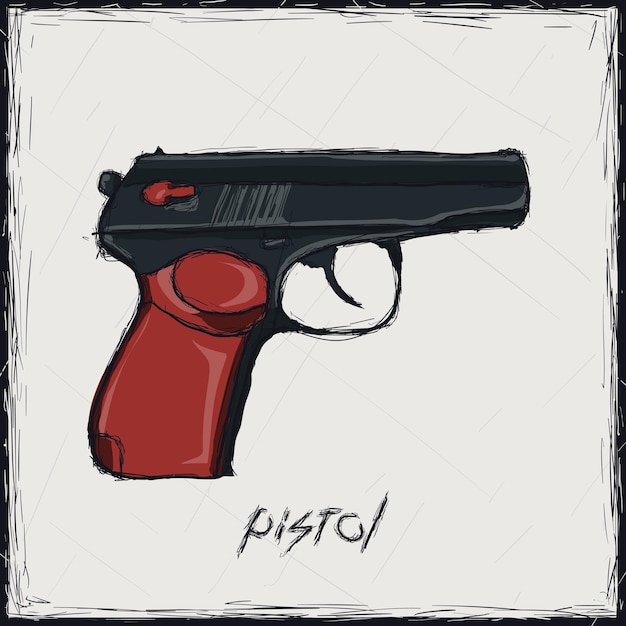 Sketch color illustration Sign Pistol