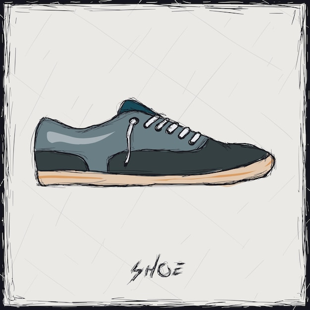 Sketch color illustration Sign Shoes