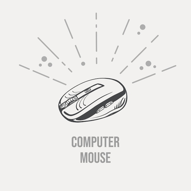 Sketch computer mouse hand drawn vector eps 10