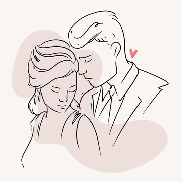 Premium Vector  Sketch of a young couple in love.line art in a minimalist  style.modern art.