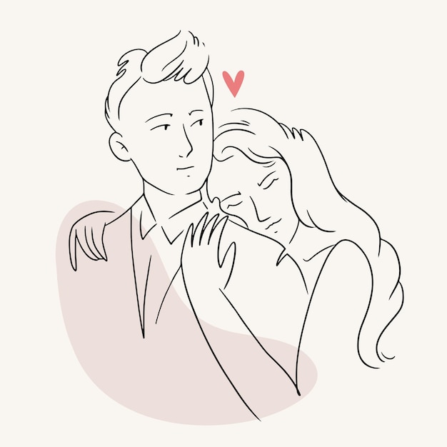 Premium Vector  Sketch of a young couple in love.line art in a minimalist  style.modern art.