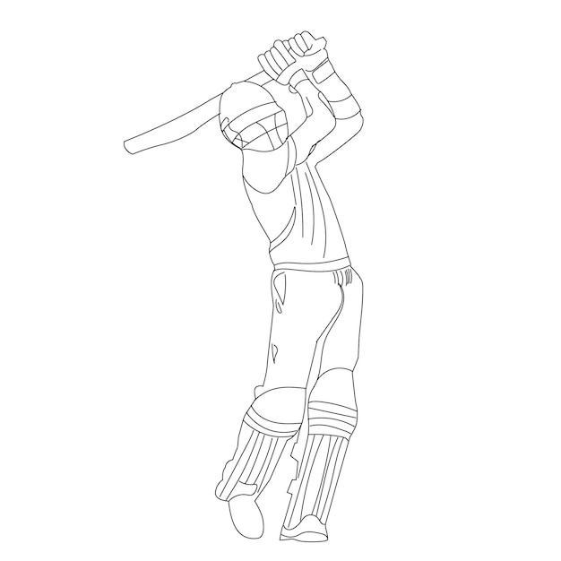 Premium Vector A Sketch Of A Cricket Player