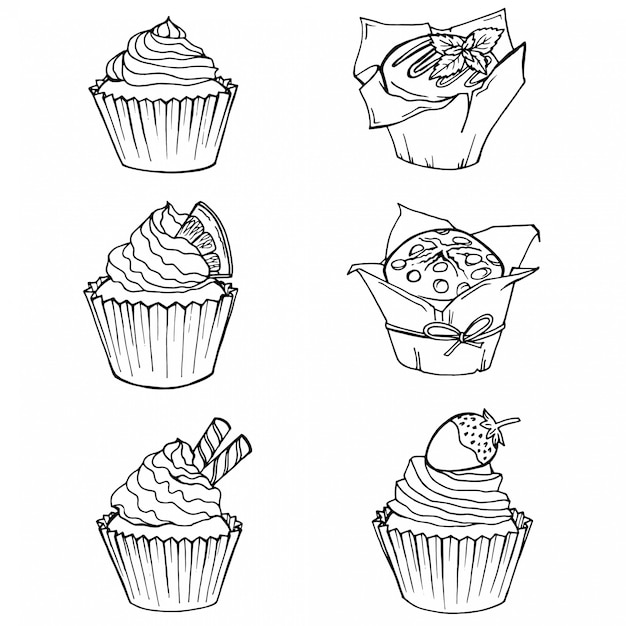 Sketch cupcakes and muffins.