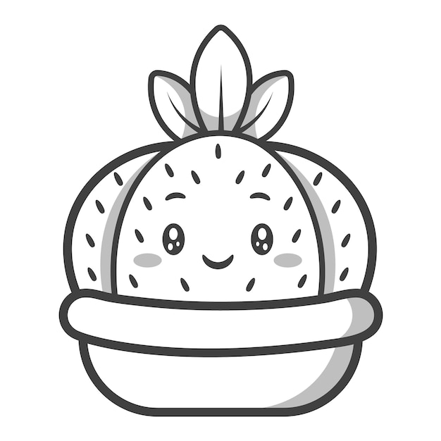 sketch of cute cactus drawing for coloring